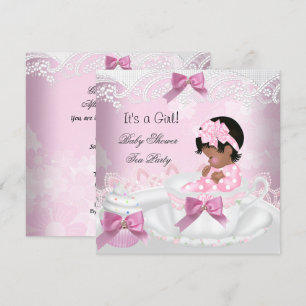 Invitation Baby Shower Fille Afro-Américaine Tasse à Thé Rose