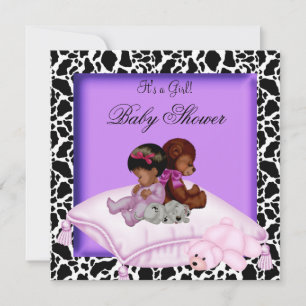 Invitation Baby Shower Fille Afro-Américaine Violet