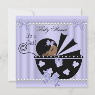 Invitation Baby Shower Fille Afro-Américaine Violet