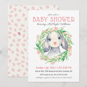 Invitation Baby shower fille agneau bébé mignonne