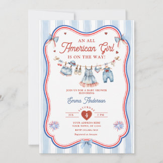 Invitation Baby Shower Fille Américaine