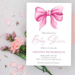 Invitation Baby Shower Fille Arc-en-ciel Aquarelle Rose