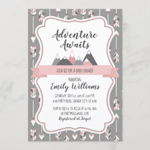 Invitation Baby shower fille Aventure Attend