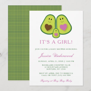 Invitation Baby shower fille Avocado mignonne port