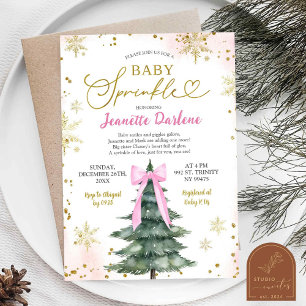 Invitation Baby Shower Fille Baby Sprinkle Rose Hiver