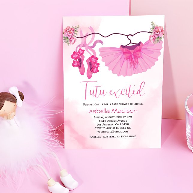 Invitation Baby shower fille Ballerina rose (Créateur téléchargé)