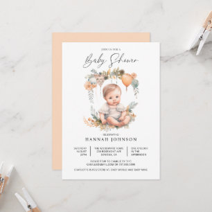 Invitation Baby shower fille bébé aquarelle