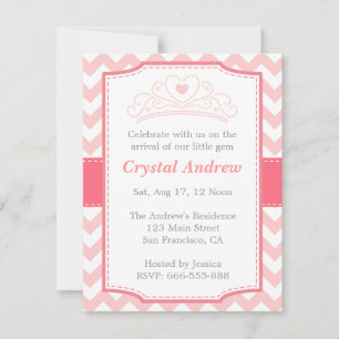 Invitation Baby Shower Fille - Bébé Princesse Rose et Diadème