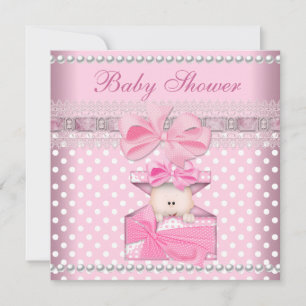 Invitation Baby shower fille bébé rose cadeau emplacement Pea