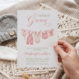 Invitation Baby-Shower Fille Bohème avec Linge Local