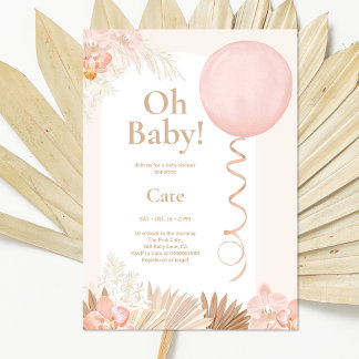 Invitation Baby shower fille Boho