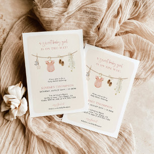 Invitation Baby shower fille Boho Vêtements pour bébés en t