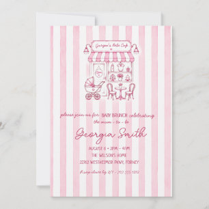 Invitation Baby Shower Fille Café Rose Vintage 