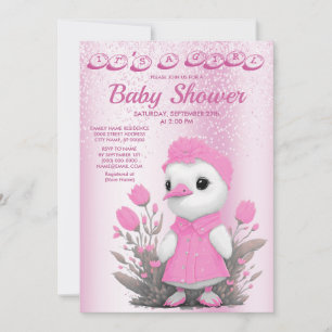 Invitation Baby shower fille canard rose