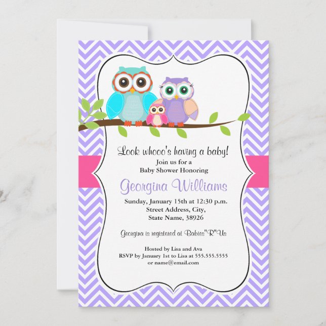 Invitation Baby shower fille chou mignonne rose et (Devant)