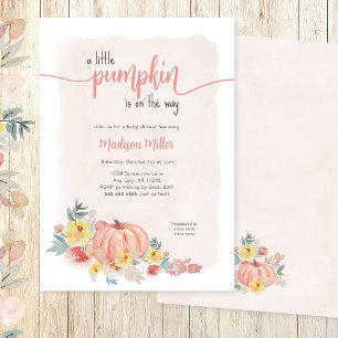 Invitation Baby shower fille Citrouille rose aquarelle