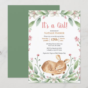 Invitation Baby shower Fille de cerf de bois