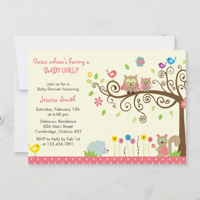 Invitation Baby shower fille de chou rose mignonne (Devant)