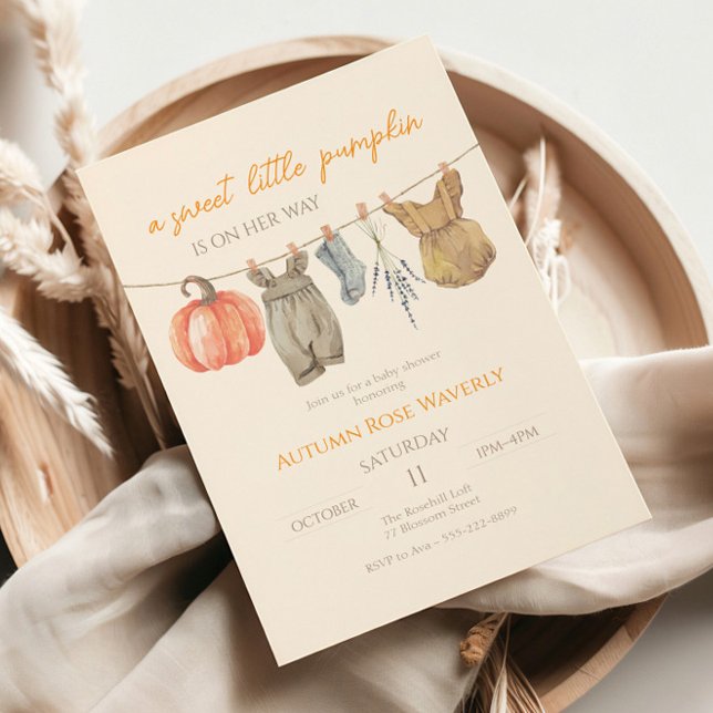 Invitation Baby shower fille de Citrouille  d'automne (Créateur téléchargé)