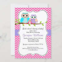 Invitation Baby shower fille de la chouette mignon