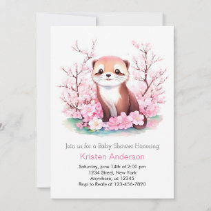 Invitation Baby shower fille de loutre d'aquarelle Whimsical
