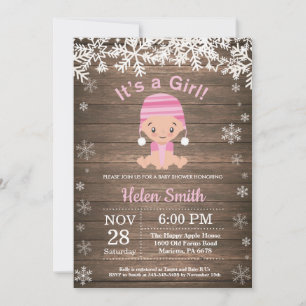 Invitation Baby shower Fille d'hiver