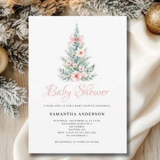 Invitation Baby shower Fille d'hiver Noël