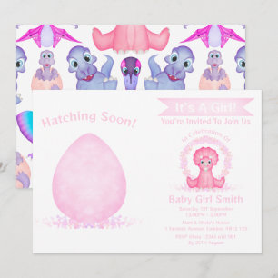 Invitation Baby shower fille Dinosaur Dinosaur Dino Personnal