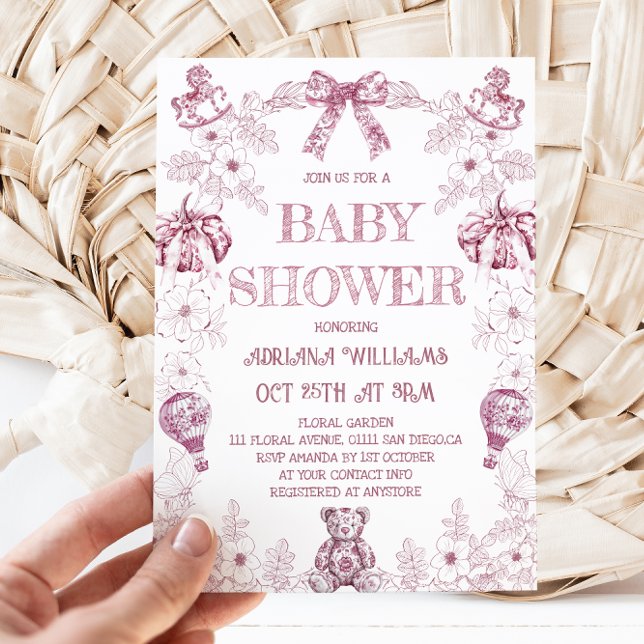 Invitation Baby shower Fille en laiton rose (Créateur téléchargé)