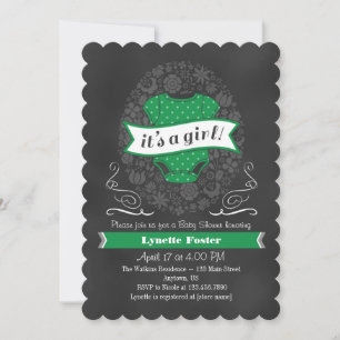 Invitation Baby shower fille en tableau vert