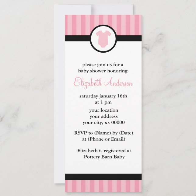 Invitation Baby shower fille en tenue rose (Devant)