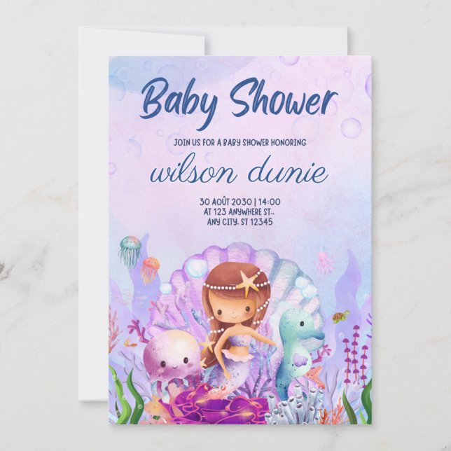 Invitation Baby shower fille fille fille mère (Devant)