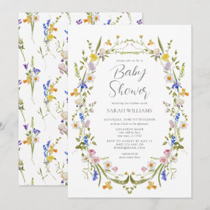 Invitation Baby shower fille Fleur sauvage Spring