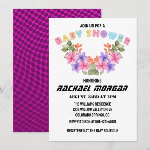 Invitation Baby-Shower Fille Fleurs Rose Tendre