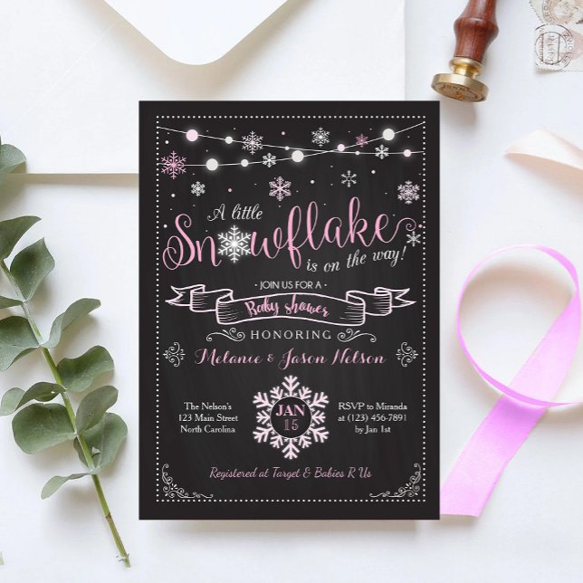 Invitation Baby shower Fille Flocon de neige (Créateur téléchargé)