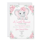 Invitation Baby shower Fille Florale Rose Elephant