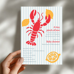 Invitation Baby-Shower Fille Garçon Thème Rayé Bleu Seersucke