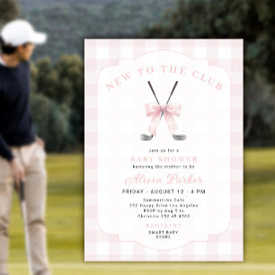 Invitation Baby shower fille golf nouveau au club à carreaux