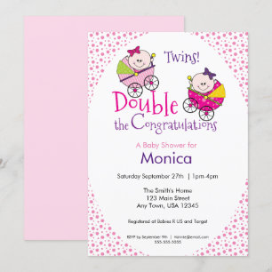 Invitation Baby shower fille jumelle