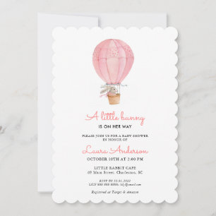 Invitation Baby shower fille lapin rose et blanc