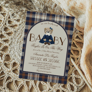 Invitation Baby-Shower Fille Ourson Luxe Prépa