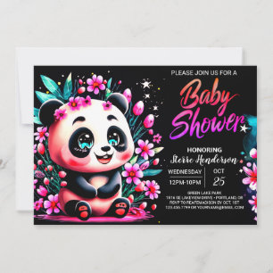 Invitation Baby shower fille Panda Bliss en bambou enchanté