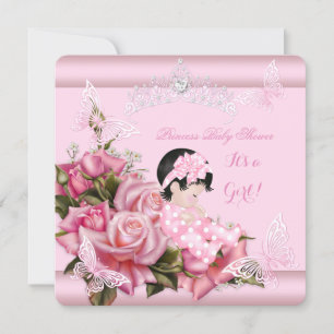 Invitation Baby shower Fille Papillon rose Rose Bébé 3