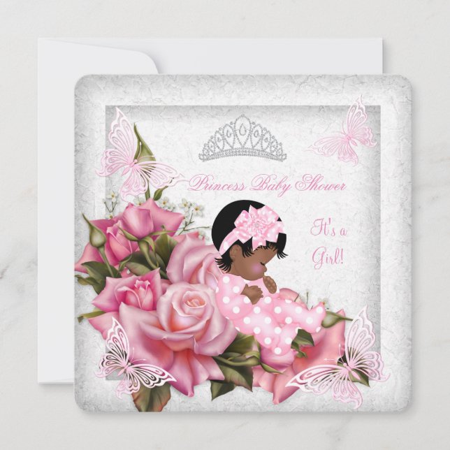 Invitation Baby shower fille papillon rose rose bébé AA (Devant)