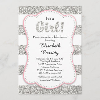 Invitation Baby shower fille Parties scintillant r