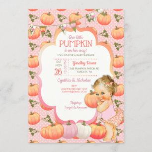 Invitation Baby Shower Fille Petit Citrouille Cheveux Blond C