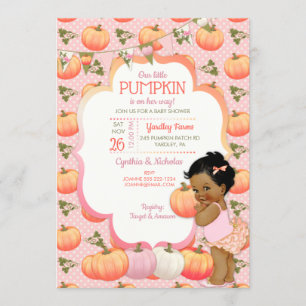 Invitation Baby Shower Fille Petit Citrouille Ton Sombre