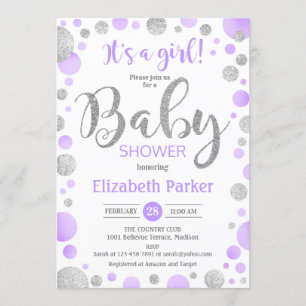 Invitation Baby shower fille - Pots d'argent viole