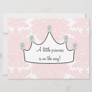Invitation Baby Shower Fille Princesse Damassé Rose