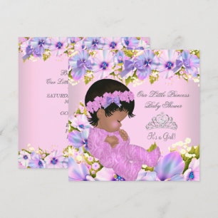 Invitation Baby Shower Fille Princesse Fleur rose violet